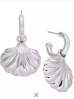 On 34th Silver Shell Drop Earrings NWT $30 MSRP